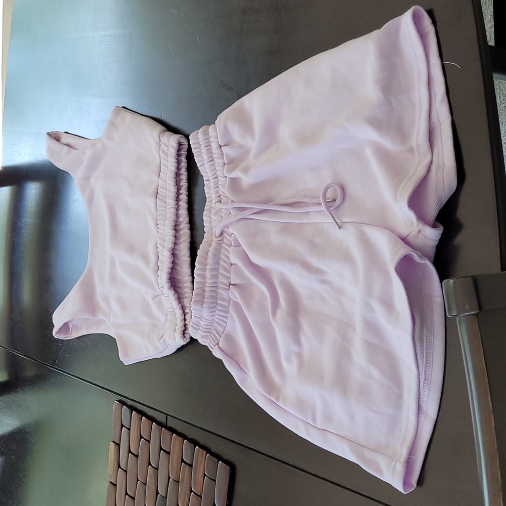 2pc lilac sweat shorts set